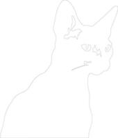 Devon Rex Cat  outline silhouette vector