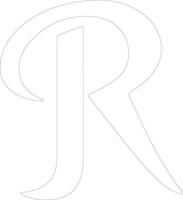 Letter R  outline silhouette vector