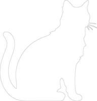 Cymric Cat  outline silhouette vector