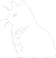 Highlander Cat  outline silhouette vector