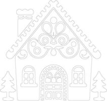 Gingerbread house  outline silhouette vector