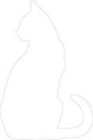 Khao melena gato contorno silueta vector