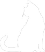 Japanese Bobtail Cat  outline silhouette vector