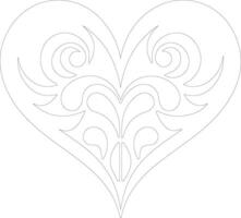 corazón icono contorno silueta vector