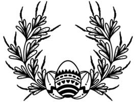 Hand draw Easter Eggs with Flower vector