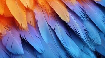 ai generado vistoso pájaro pluma textura creando un hermosa antecedentes foto