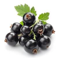 AI generated Beautiful black currant berries isolated on white background photo