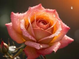 AI generated rose flower with water droplets HD image photo