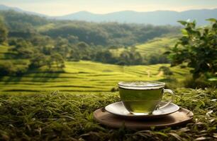 AI generated tea a green brewed tea photo