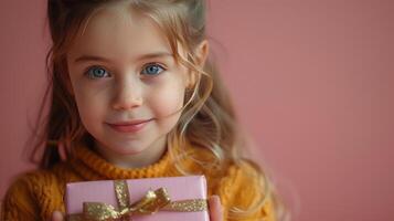 AI generated Delighted Teen with Pink Gift photo