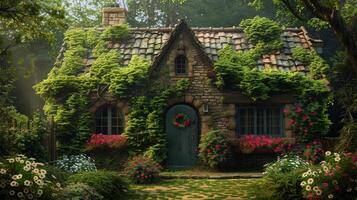 AI generated Enchanted Ivy-Covered Cottage photo