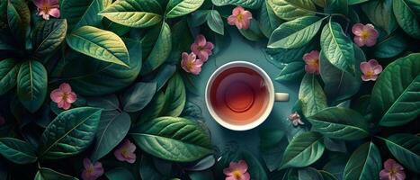 AI generated Tea Time in a Botanical Oasis photo