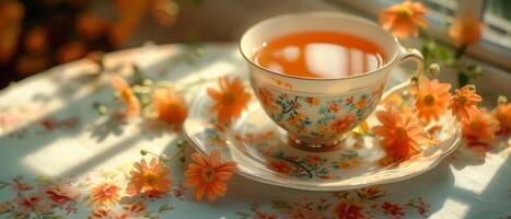 AI generated Floral Herbal Tea Elegance photo