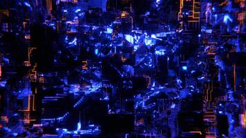 sci-fi digital circuit blue light, seamless loop, data illustration, background video