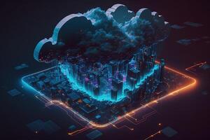 AI Generated Technology cloud.Futuristic, modern illustration. Innovative technologies. Generative ai photo