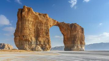 AI Generated Located in Saudi Arabia, the Elephant Rock is a famous tourist attraction photo