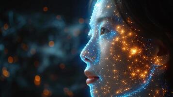 AI Generated Insights from data mining, filtering, sorting, and clustering with AI technology. A video of a data scientist working on machine learning with a virtual computer screen. photo