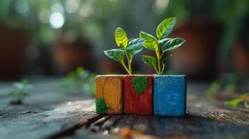 AI Generated Goals of sustainable development. Concept of environmental technology. photo