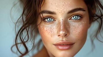 Beautiful woman with clear skin close-up photo