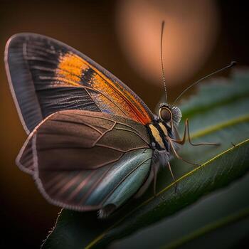 AI Generated Insect close-up, macro photography a butterfly. Great depth of field and lots of insect details on an isolated background. photo