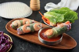 Vietnam Fresh Spring Roll Salad with Shrimp and Various Vegetable photo