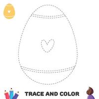 Trace and color egg with waves and heart. Handwriting practice for kids. Activity leisure page for preschoolers vector