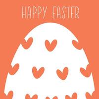 Cute Eater egg red with white hearts pattern. Vector happy easter banner