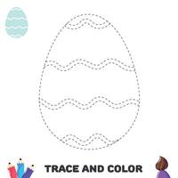 Trace and color egg with waves. Handwriting practice for kids. Activity leisure page for preschoolers vector