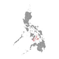 central visayas región mapa, administrativo división de filipinas vector ilustración.
