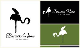 silhouette stork vector logo template