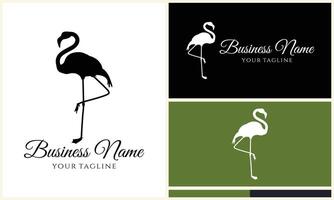 silhouette stork flamingo logo template vector