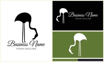 silhouette stork flamingo logo template vector