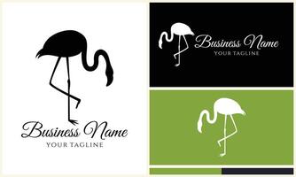 silhouette flamingo vector logo template