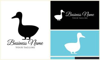 silhouette duck swim logo template vector