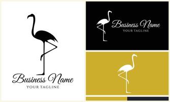 silhouette flamingo vector logo template