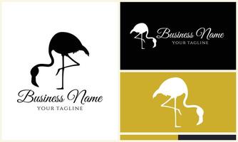 silhouette flamingo vector logo template