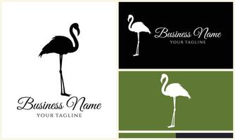 silhouette flamingo vector logo template