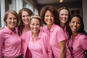 ai generado gracioso multinacional mujer abrazo al aire libre foto