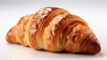 AI Generated Closeup of a croissant isolated on white. photo