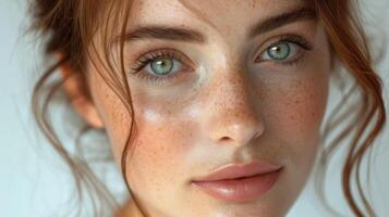 Beautiful woman with clear skin close-up photo