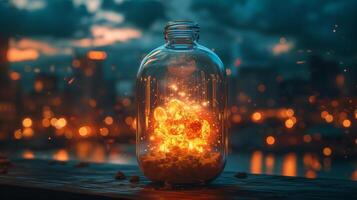 AI generated Nuclear explosion captured Inside a bottle photo