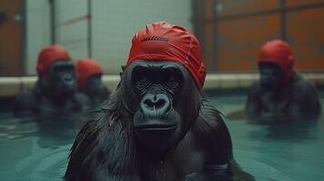 AI generated Gorilla Athletes. Sport photo