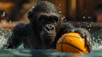 AI generated Gorilla Athletes. From Boxing to Waterpolo photo