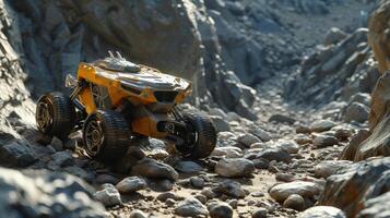 AI generated Robotic Rover on Rocky Terrain photo