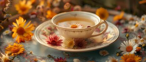 AI generated Floral Herbal Tea Elegance photo