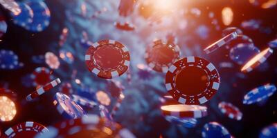 AI generated Casino Chips Falling in Dynamic Motion photo