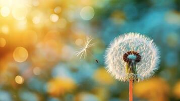 AI generated The fuzzy seed head of a dandelion, ready to disperse its wishes on the wind photo