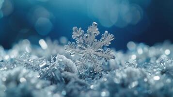 AI generated The delicate symmetry of a snowflake, each facet a unique masterpiece of frozen beauty photo