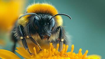 AI generated The fuzzy surface of a bumblebee's coat, a testament to its gentle yet industrious nature. photo