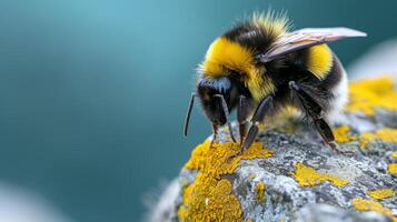 AI generated The fuzzy surface of a bumblebee's coat, a testament to its gentle yet industrious nature. photo